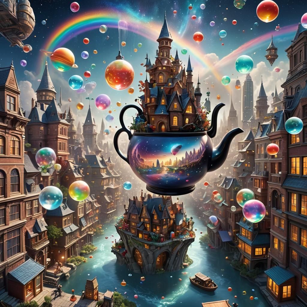 City in Teapot Galaxy: A Whimsical Dreamscape
