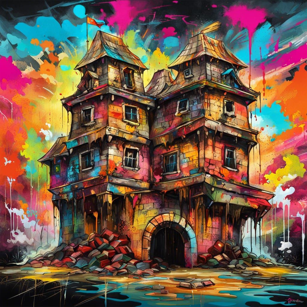 a castle with the Straw Hats jolly roger on it AI Generated Artwork