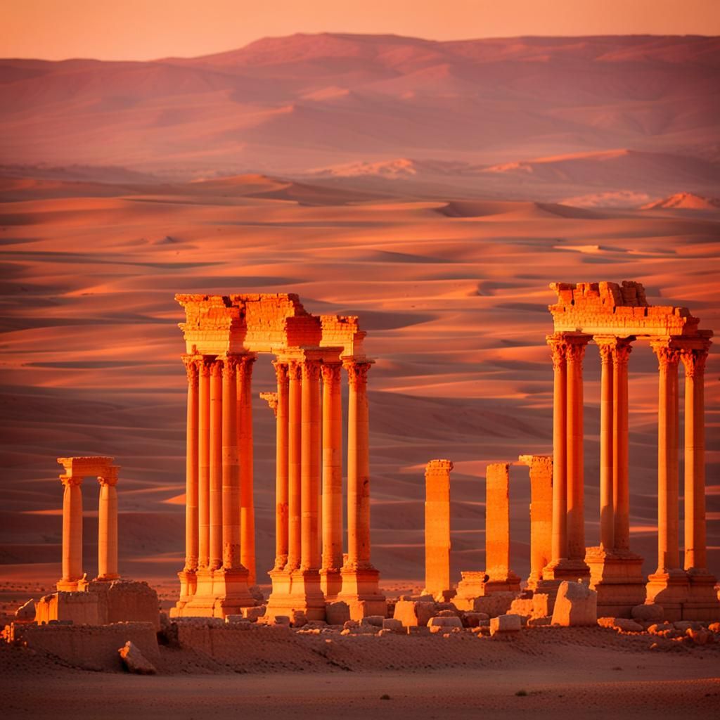 Palmyra desert sunset 