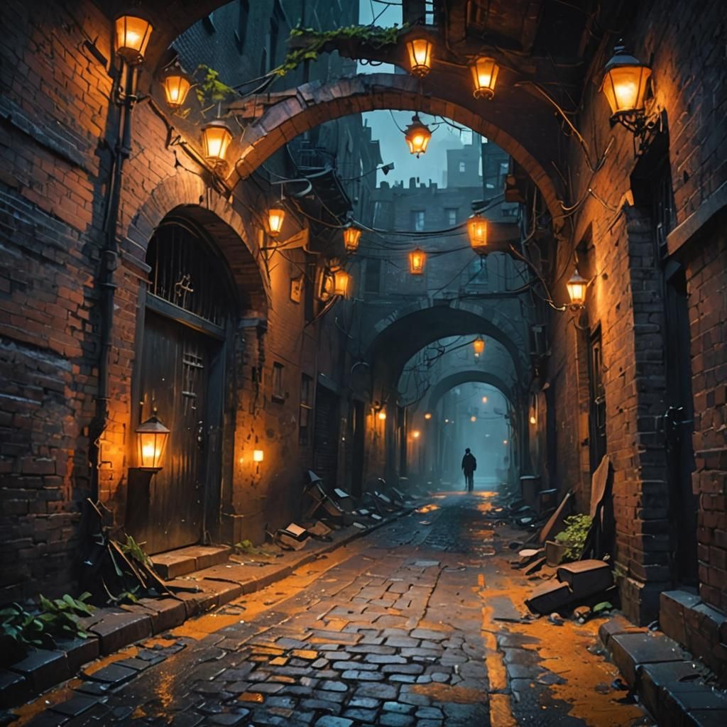 a one way cul de sac, someone hiding in the shadows AI Generated