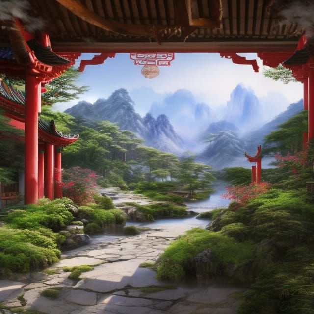 Chinese Landscape - Ai Generated Artwork - Nightcafe Creator