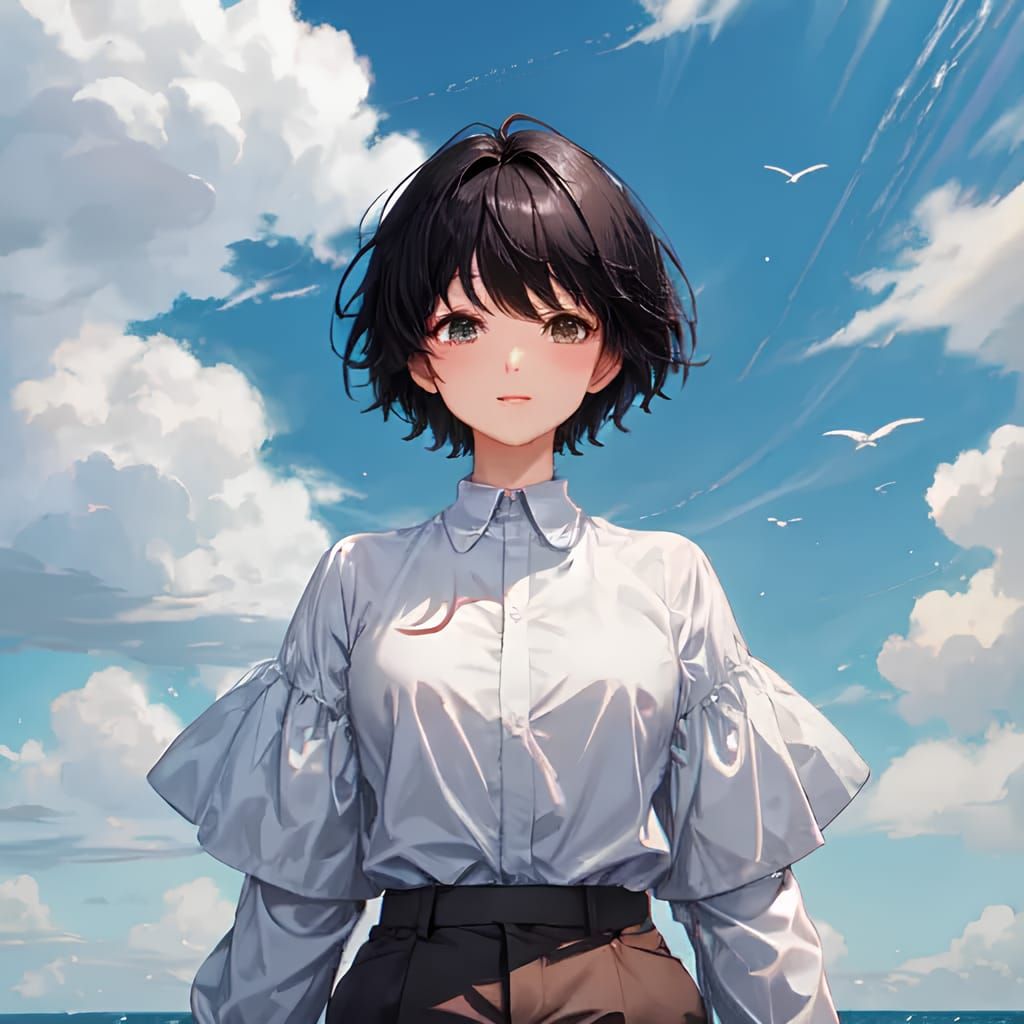 Moon happy in the clouds