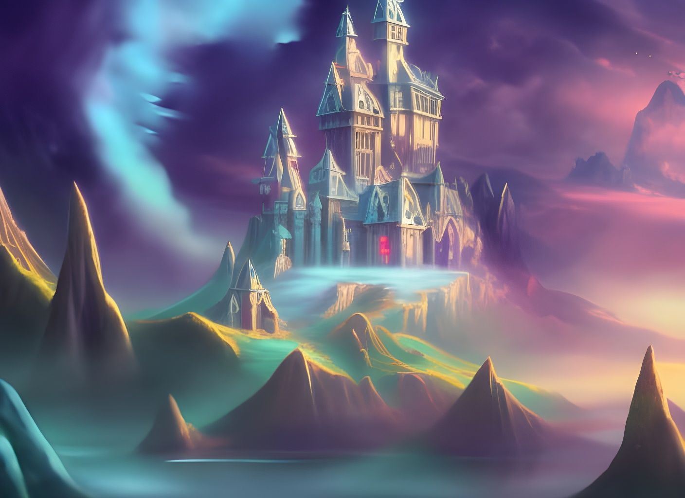 Diamond Pearl Castle detailed matte painting, deep color, fantastical ...