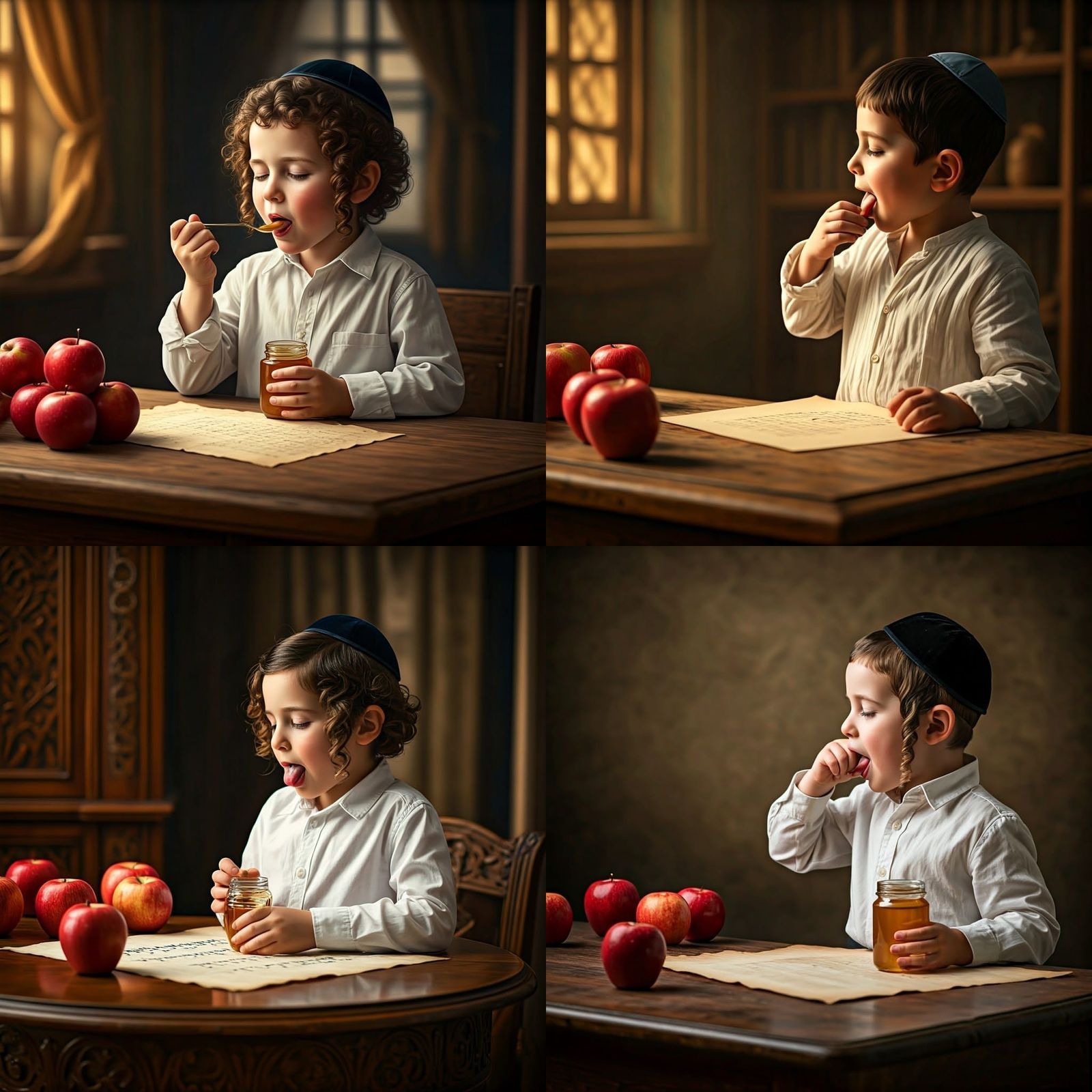 Sweet Orthodox Jewish Boy Licking Honey