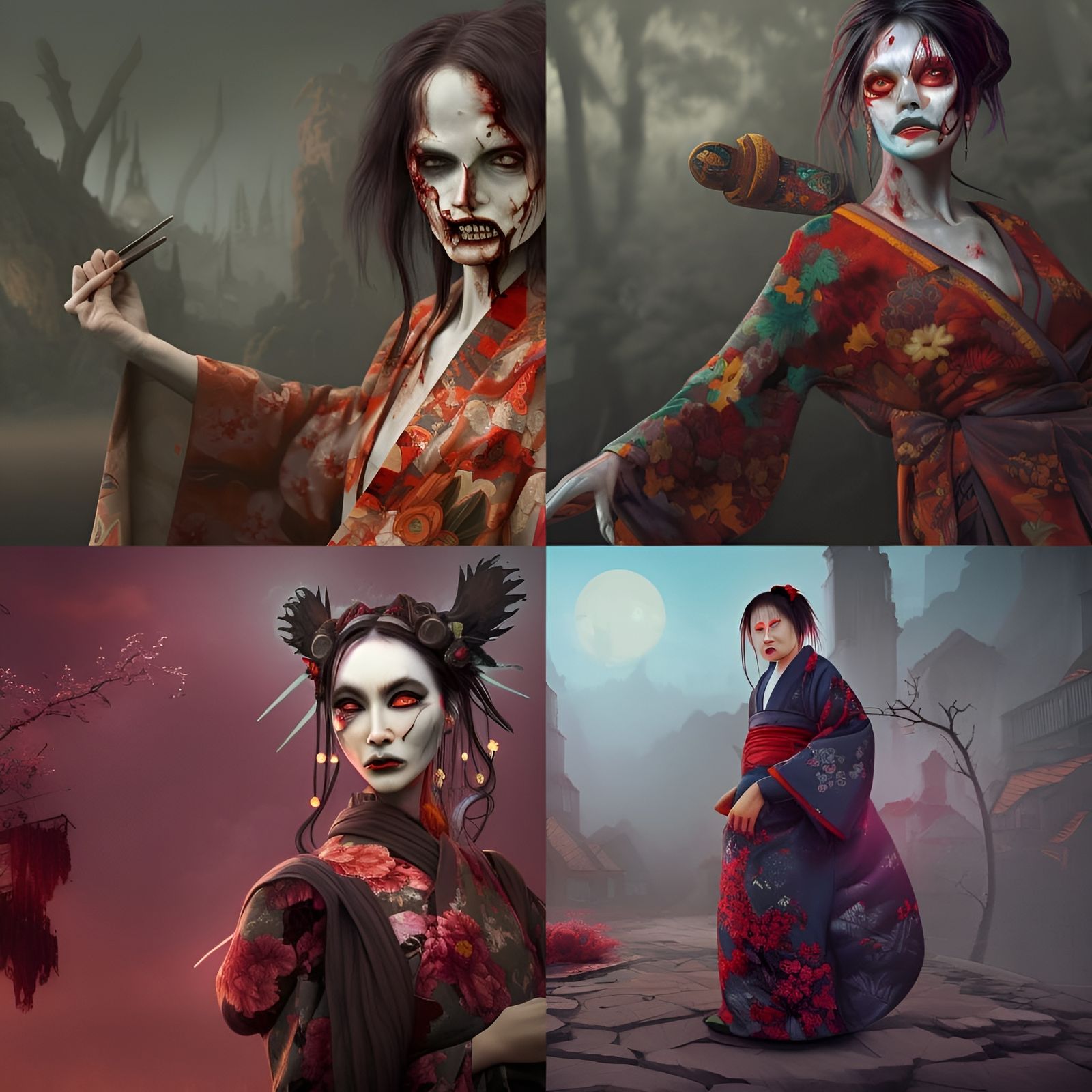 Zombie woman in a kimono
