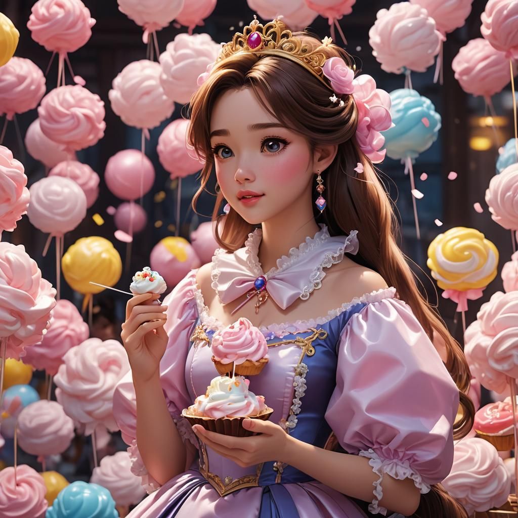 Disney princess eating candy floss - AI Generated Artwork - NightCafe ...