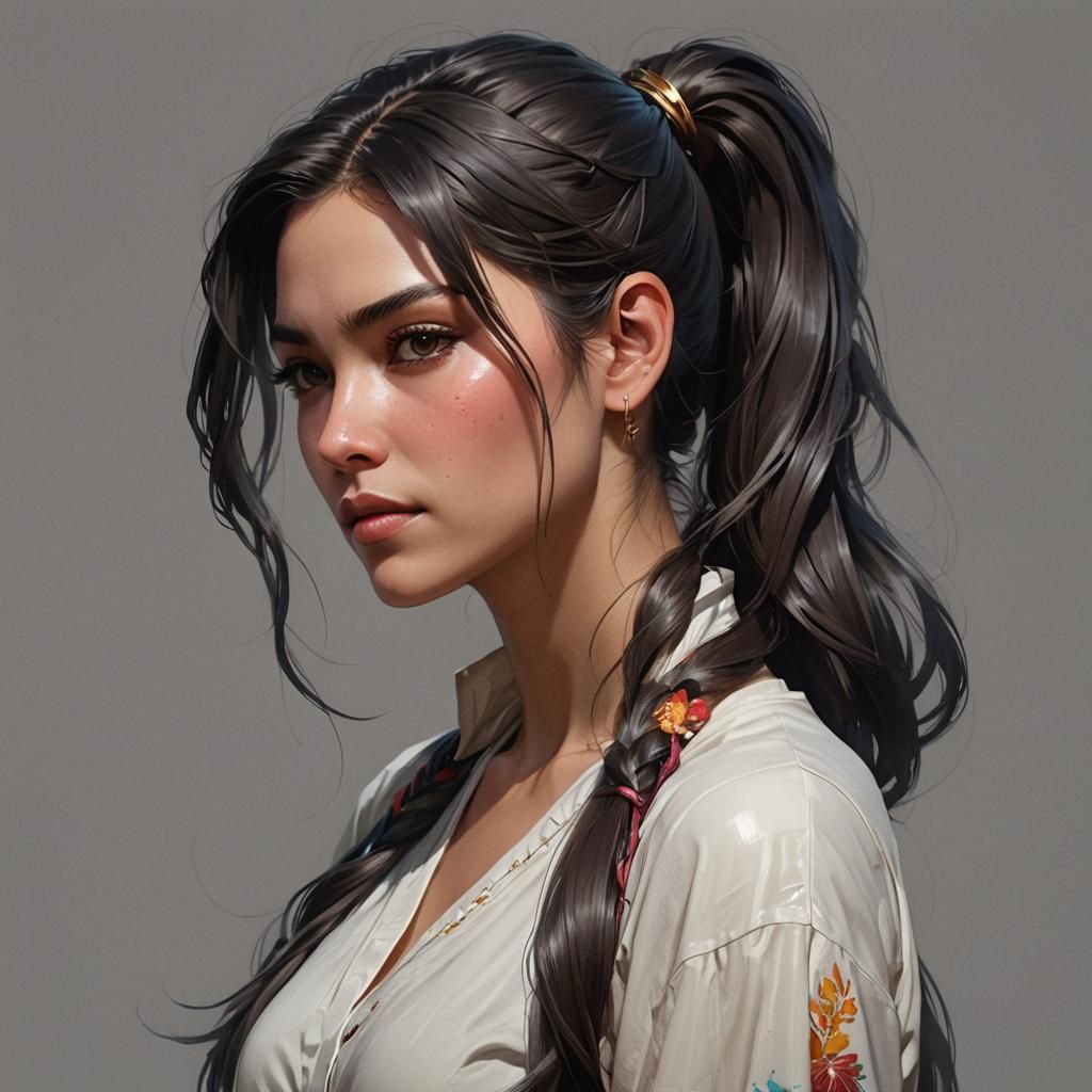 ms dillera dark hair in ponytail
