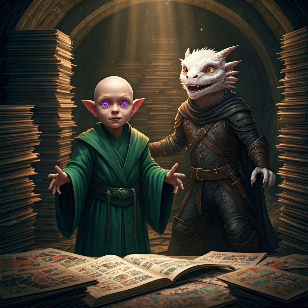 "The Wizard Snuarsno's graphic tome stash at last! And he ain't getting 'em back." (Yes I am, fellas 😉)