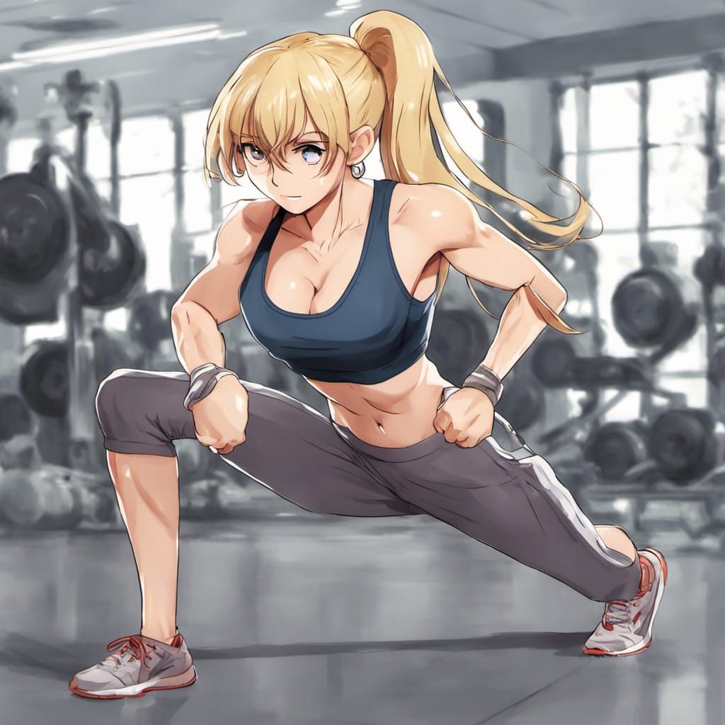 Blonde doing Lunges