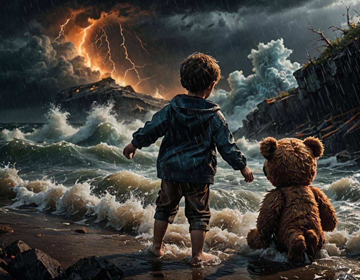 Little boy travelling with his Teddy  by @Malte Hackmann