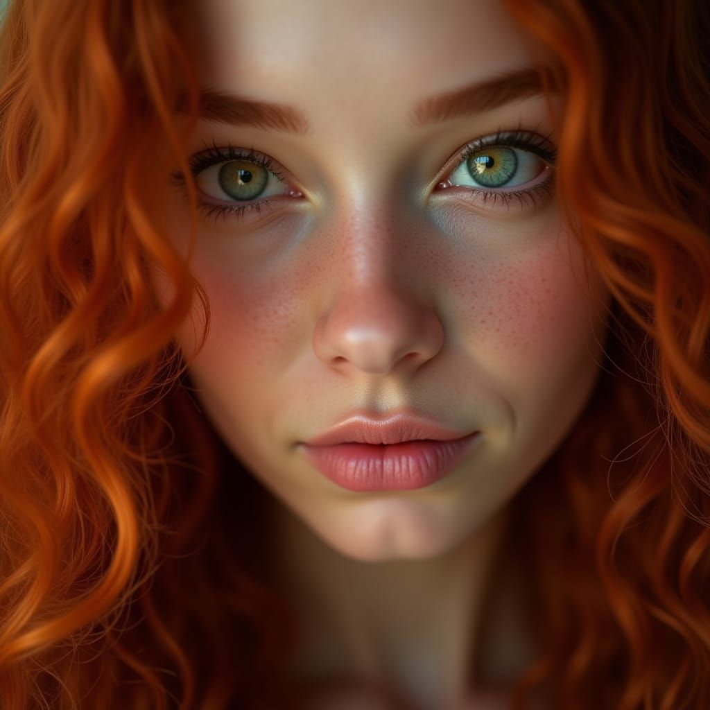 Photoreal - Woman with Red Hair and Green Eyes