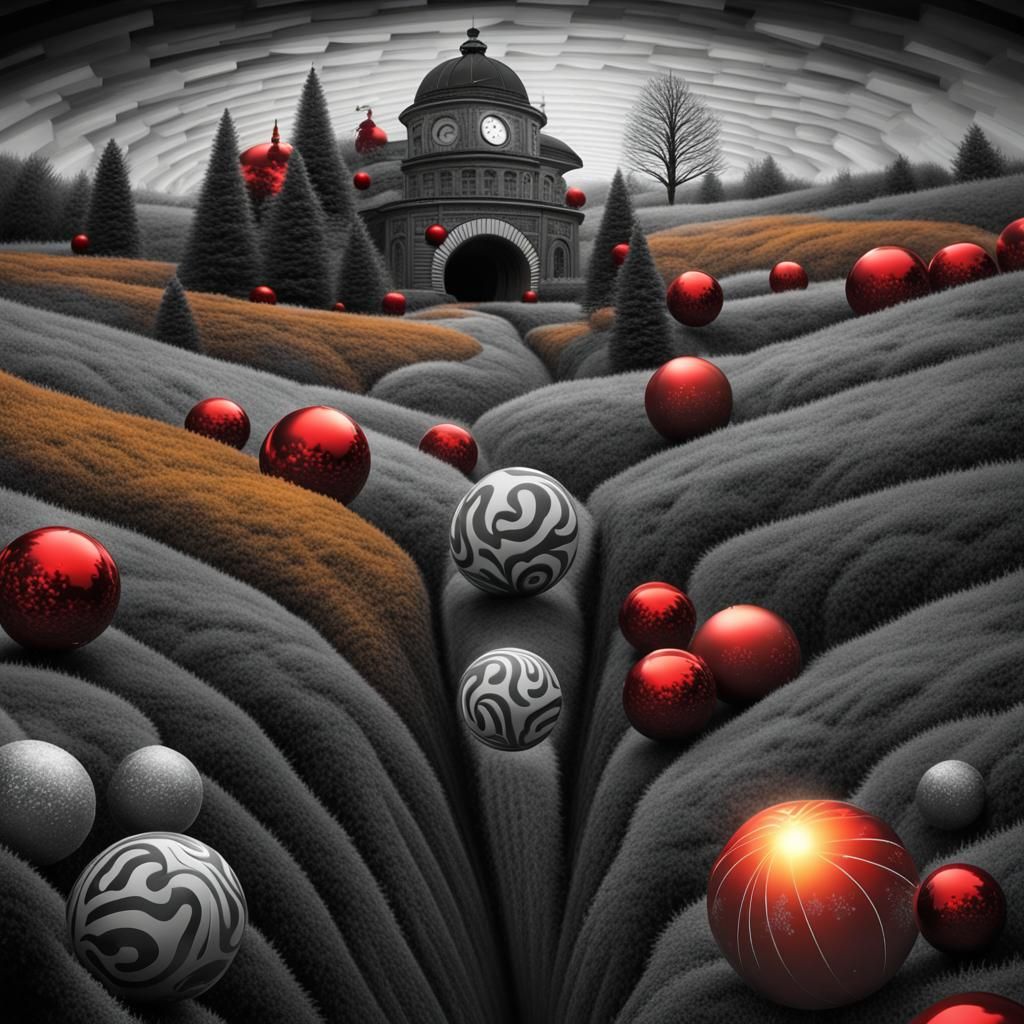 Red ball   coming   going down  A  Black and White Optical i...