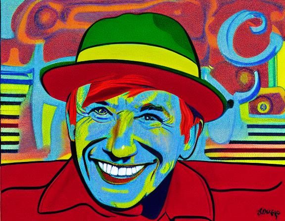 a pop art image of bob denver main character of guilligan's ...