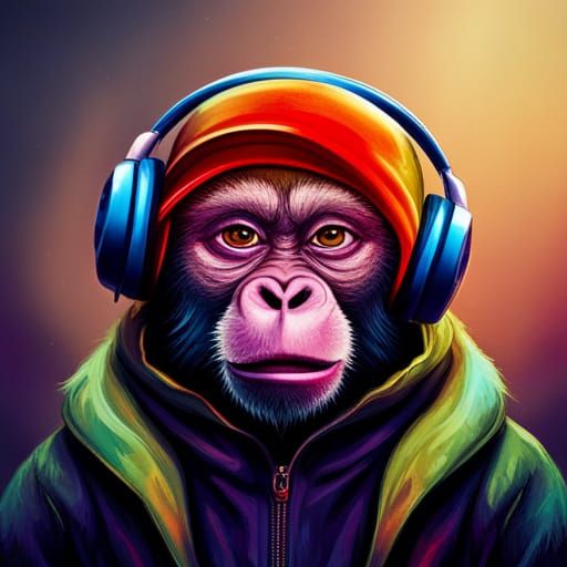 Monkey punky hip hop creation poster art 8k beautiful colors fine ...