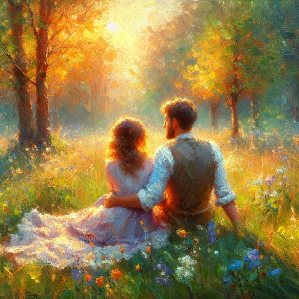Lovers in a Wildflower Field