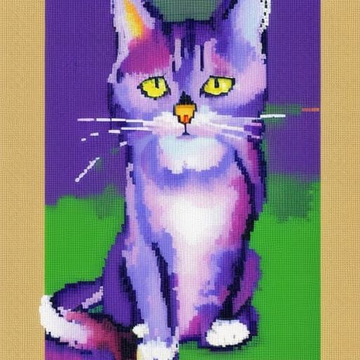 a purple cat in 8Bit pixel art - AI Generated Artwork - NightCafe Creator