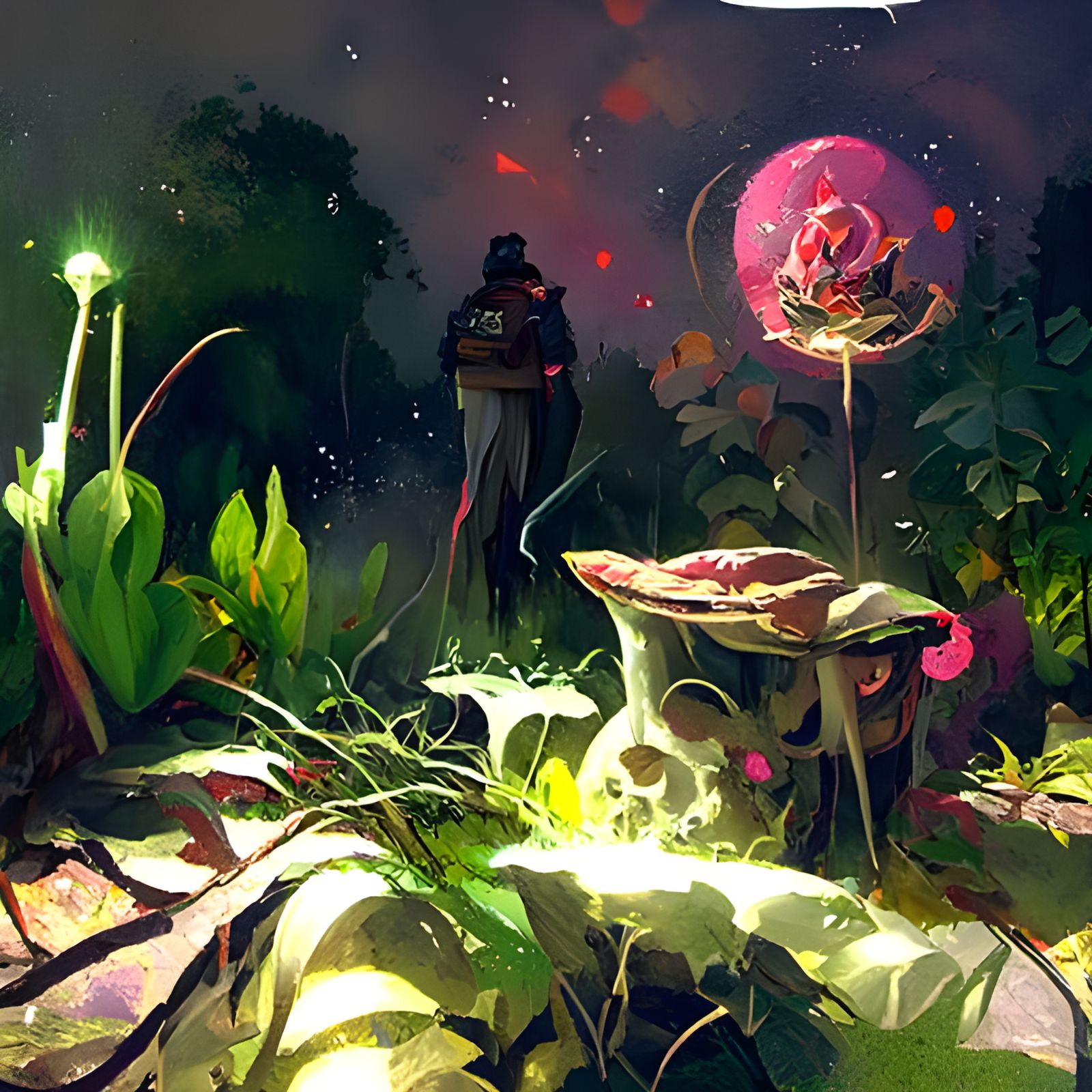 An explorer in an intergalactic Botanical Garden - AI Generated Artwork ...