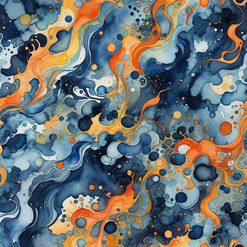 one-color abstract painting of a rainbow with only blue hues...