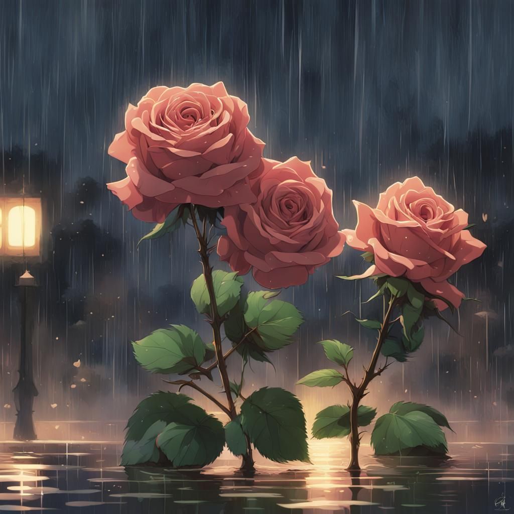 Two Roses Enjoying Rain, Anime Key Visual