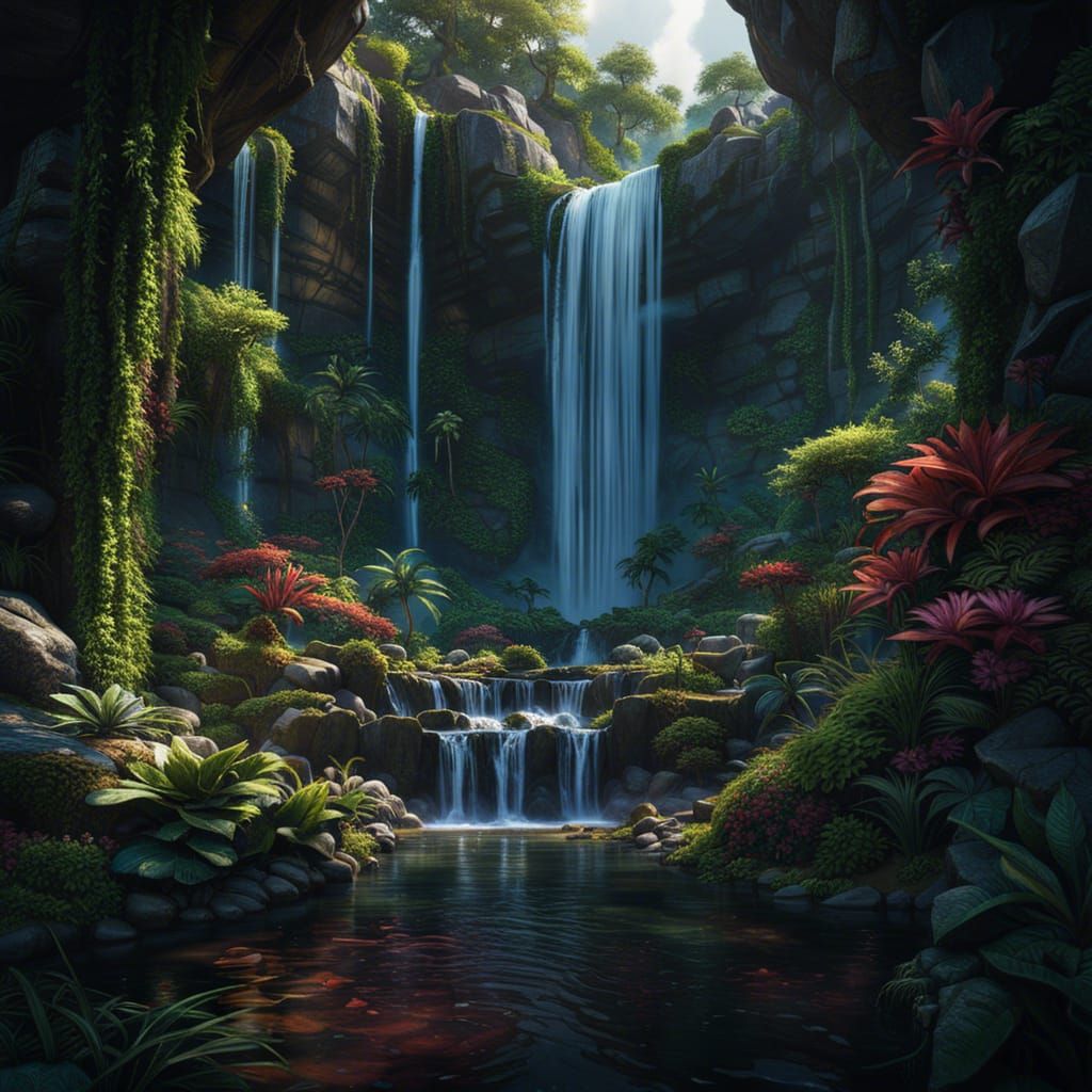 Secret WaterFall  by @Midnight_Stalker 