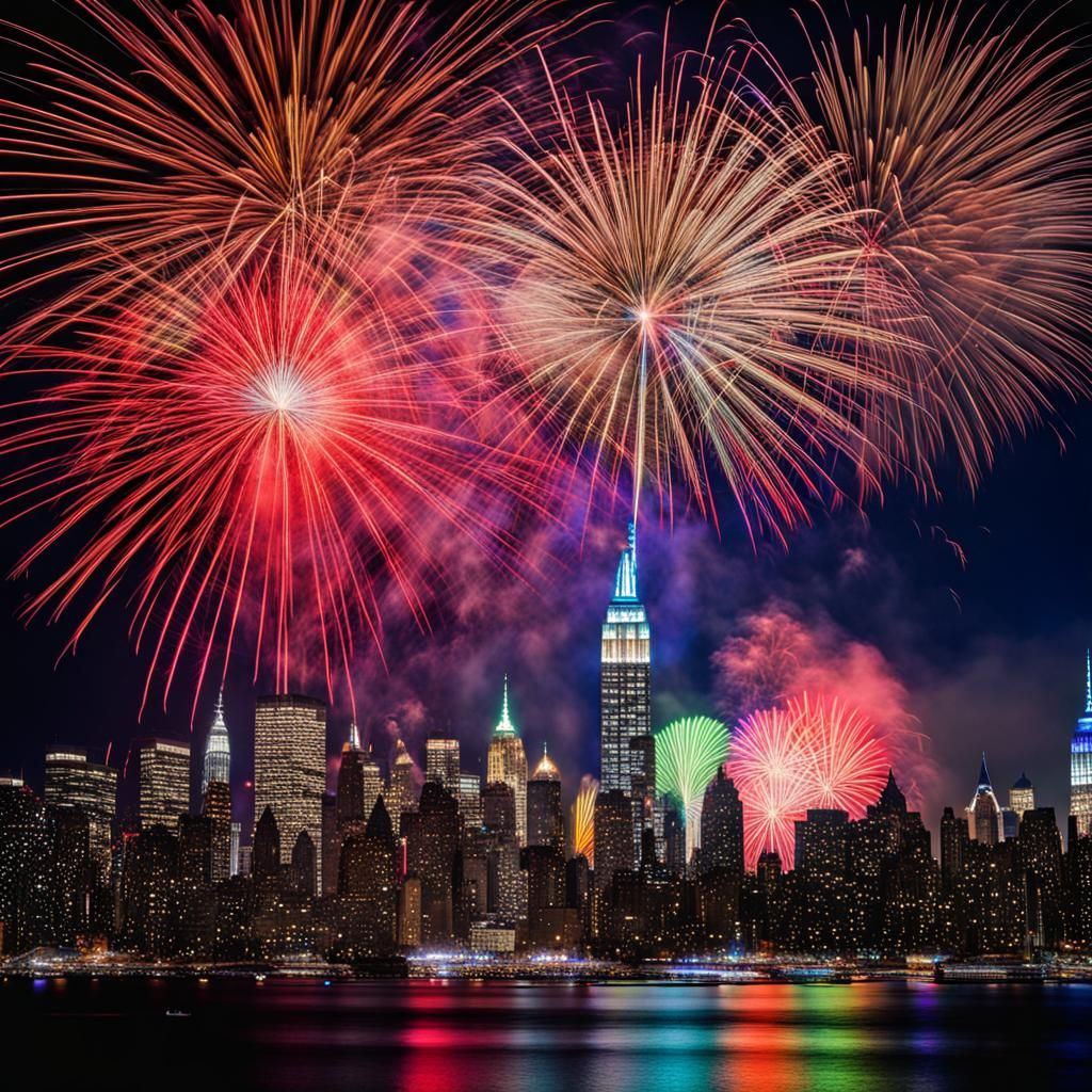 New year countdown, fire works, new york, colourful, nikon D750, great view, final countdown  by @THARTIST