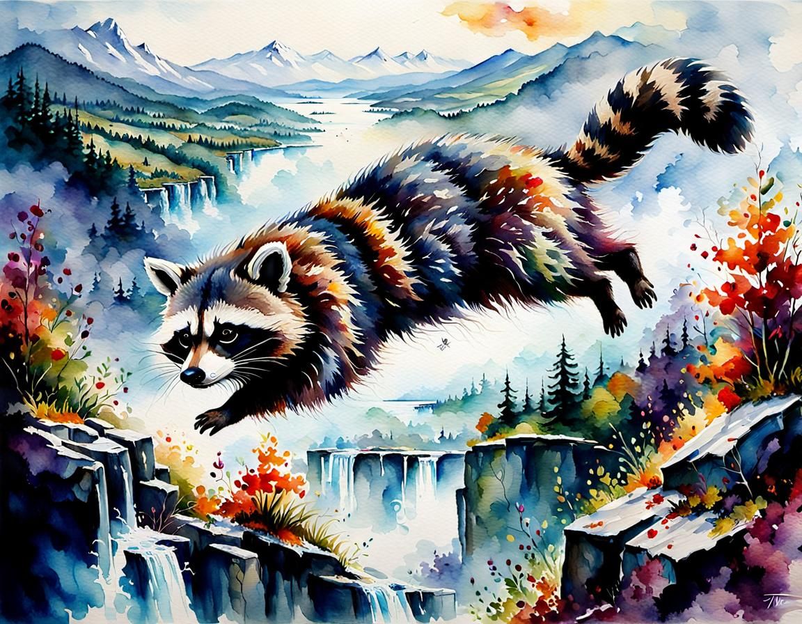 Raccoon play  by @MacMikkola