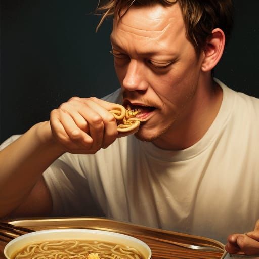 Matthew Lillard eating Ramen