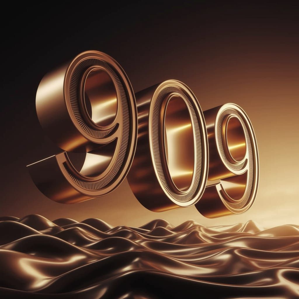 Majestic 3D Rendering of the Word 909 in Metallic ... - AI Art