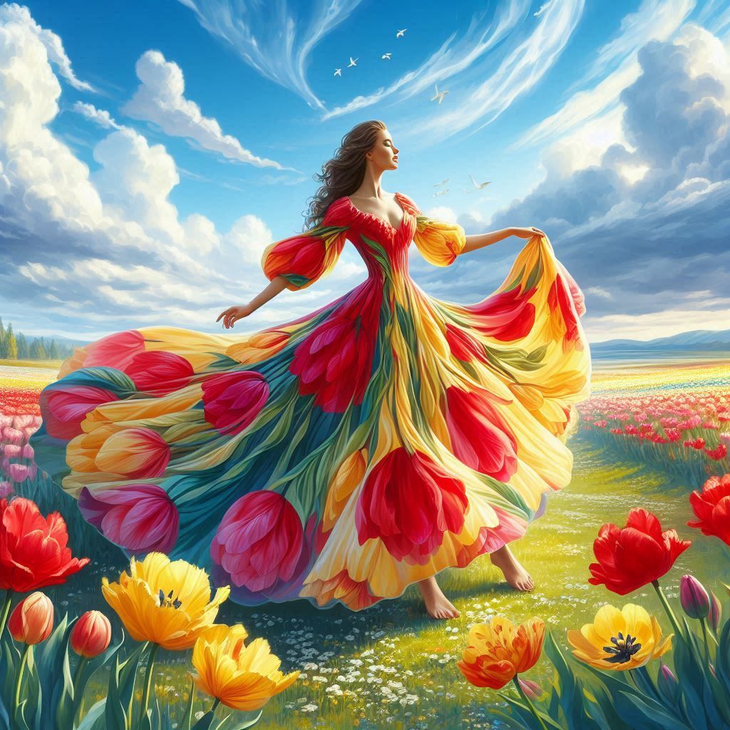 woman in a tulip dress