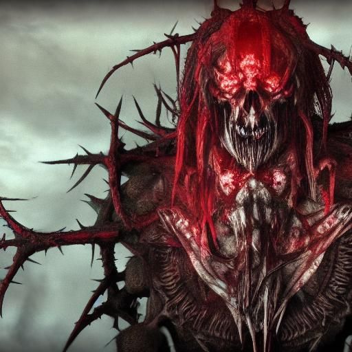 Horrifically insane blood god skull and halo of thorns high ...