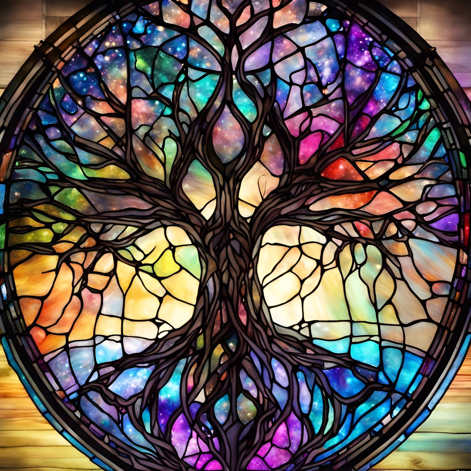 Stained Glass Nebula Tree of Life Portal
