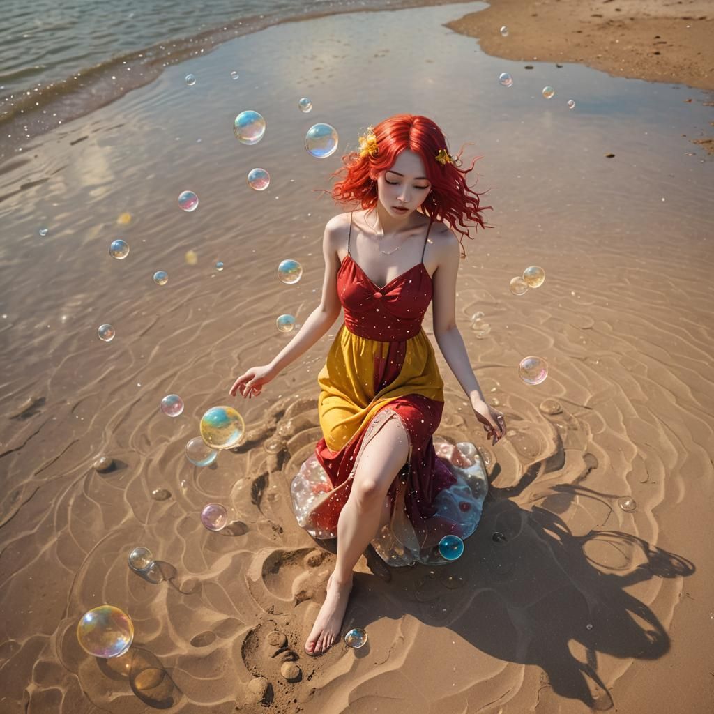 Beach girl bubbles