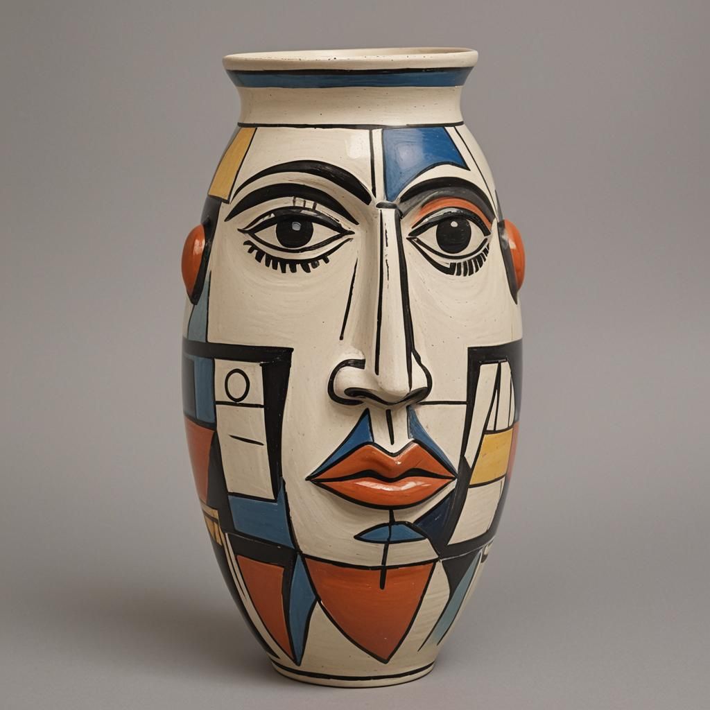 Pottery vase in the style of Picasso