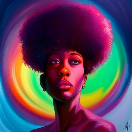 Rainbow Afro - AI Generated Artwork - NightCafe Creator