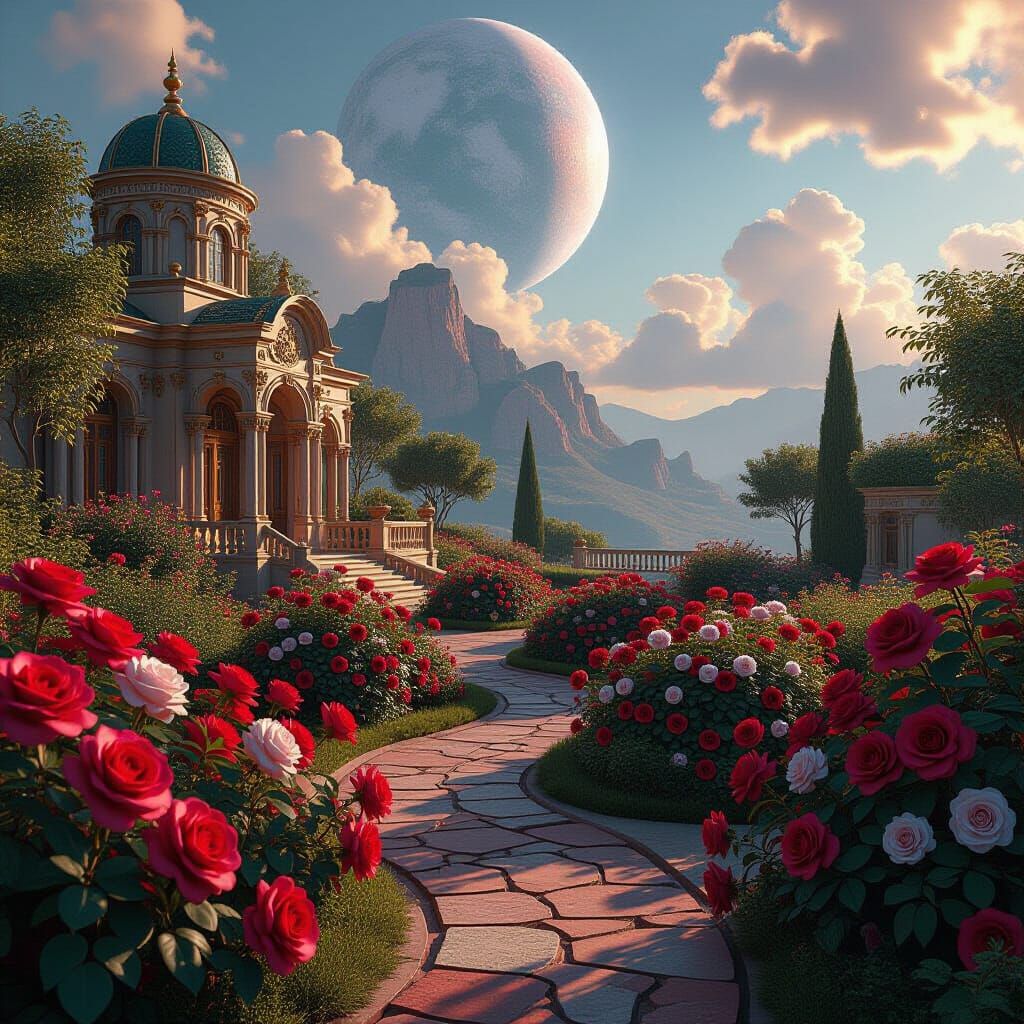 Rose Garden on Alien Planet: Fantasy Concept Art