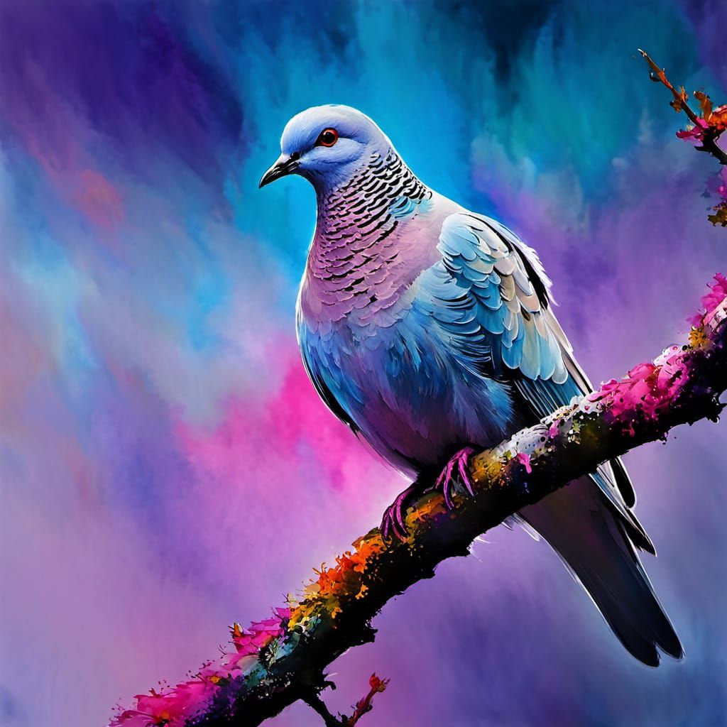 Dove on a branch  by @Gokiburi