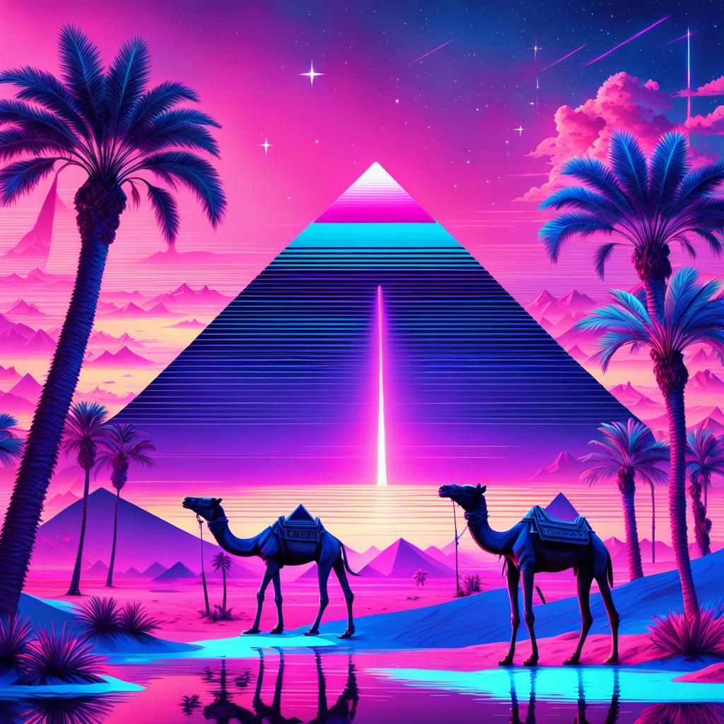 Vaporwave Desert Scene