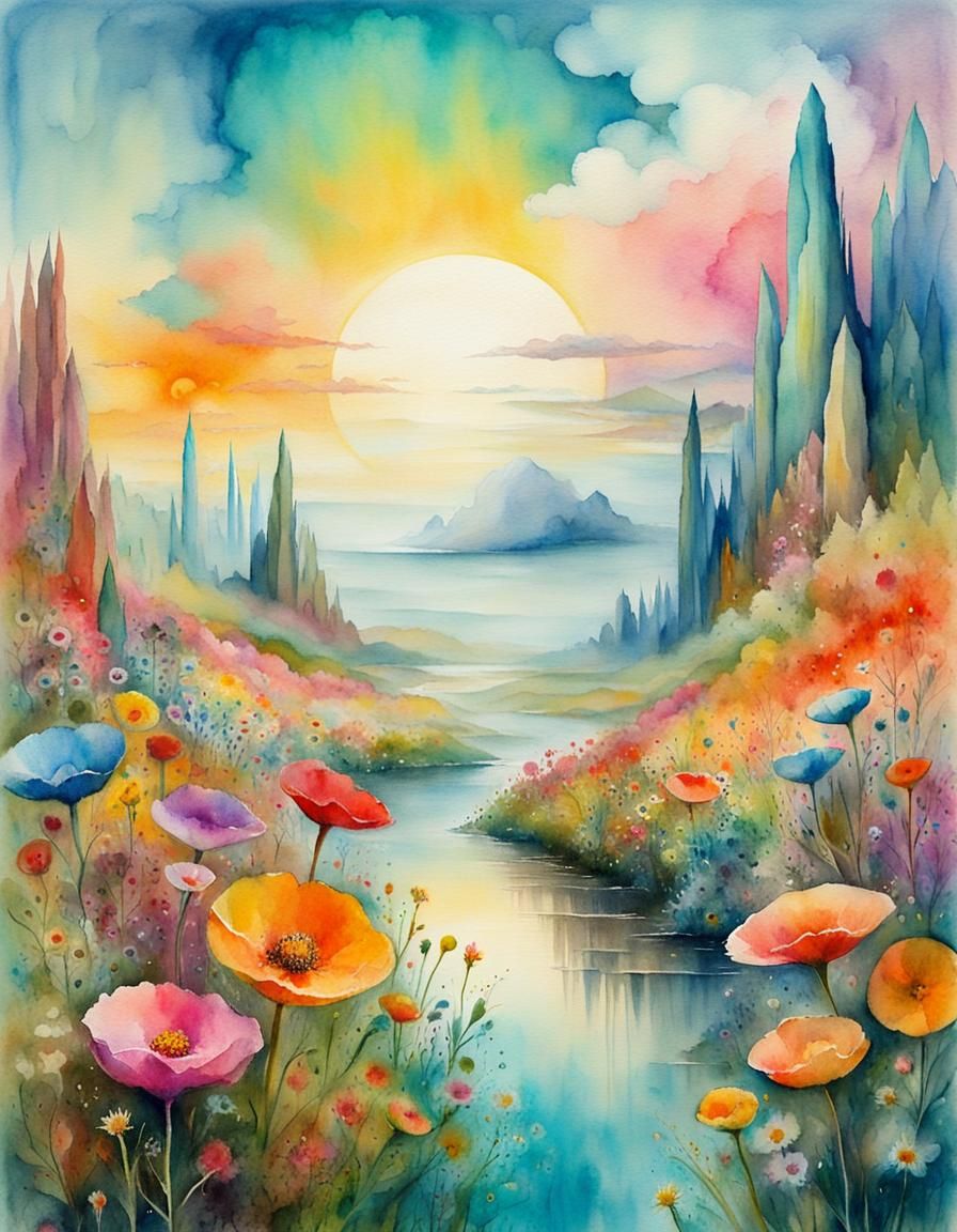 Serene surreal landscape