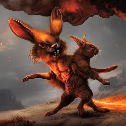 Bunny fighting a demon