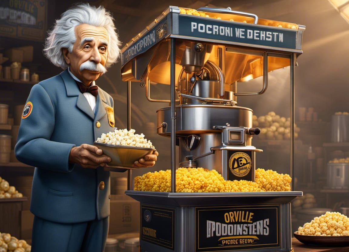 Albert Einstein, popcorn vendor   by @CegoMetal