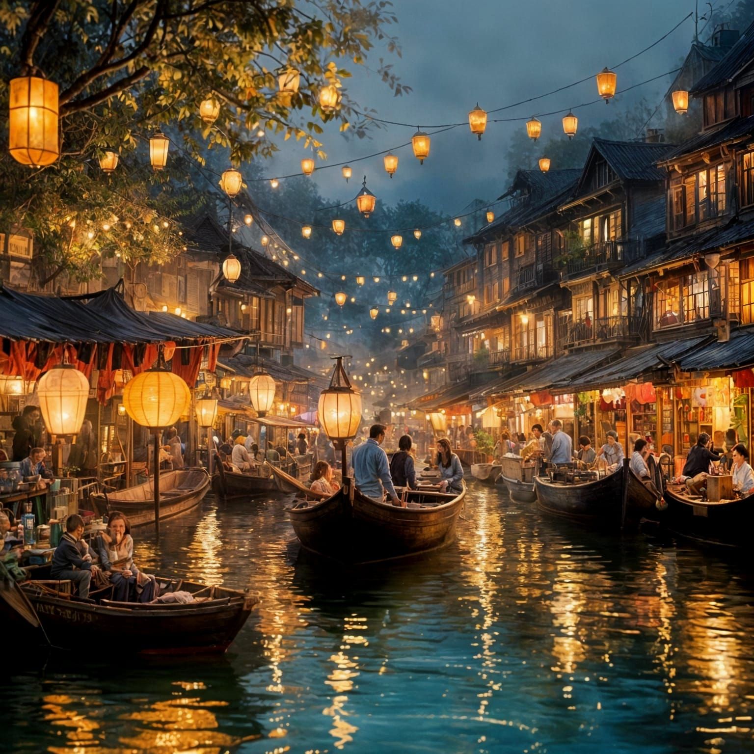 On the Water of the Night Market  by @sporeAngel