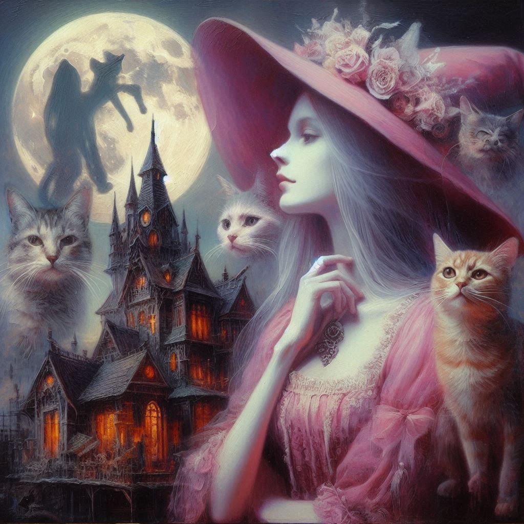 Ghostly witch in pink - 2