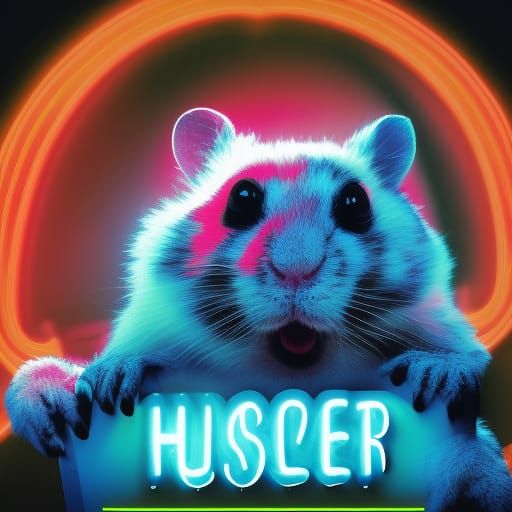 1980s movie poster neon hamster horror - AI Generated Artwork