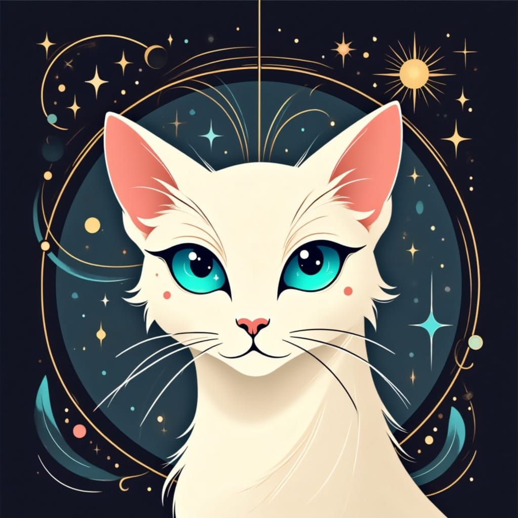 <lora:Cat portrait:1.0>  cartoon Siamese cat with dark background