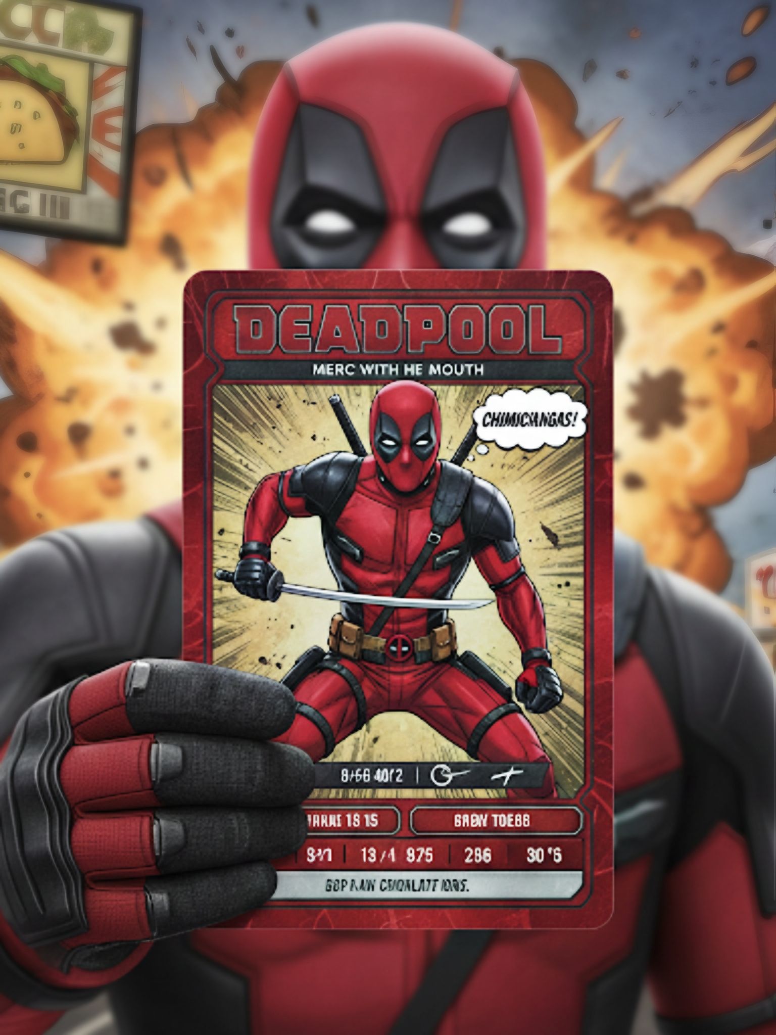 Deadpool and his Trading Card