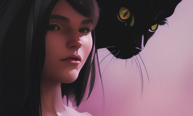 Girl with a cat spirit