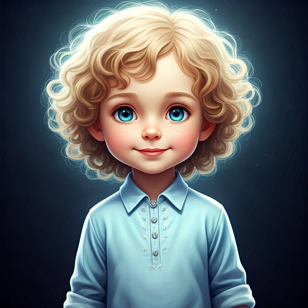 Charming Young Boy in Fantasy Matte Painting Style