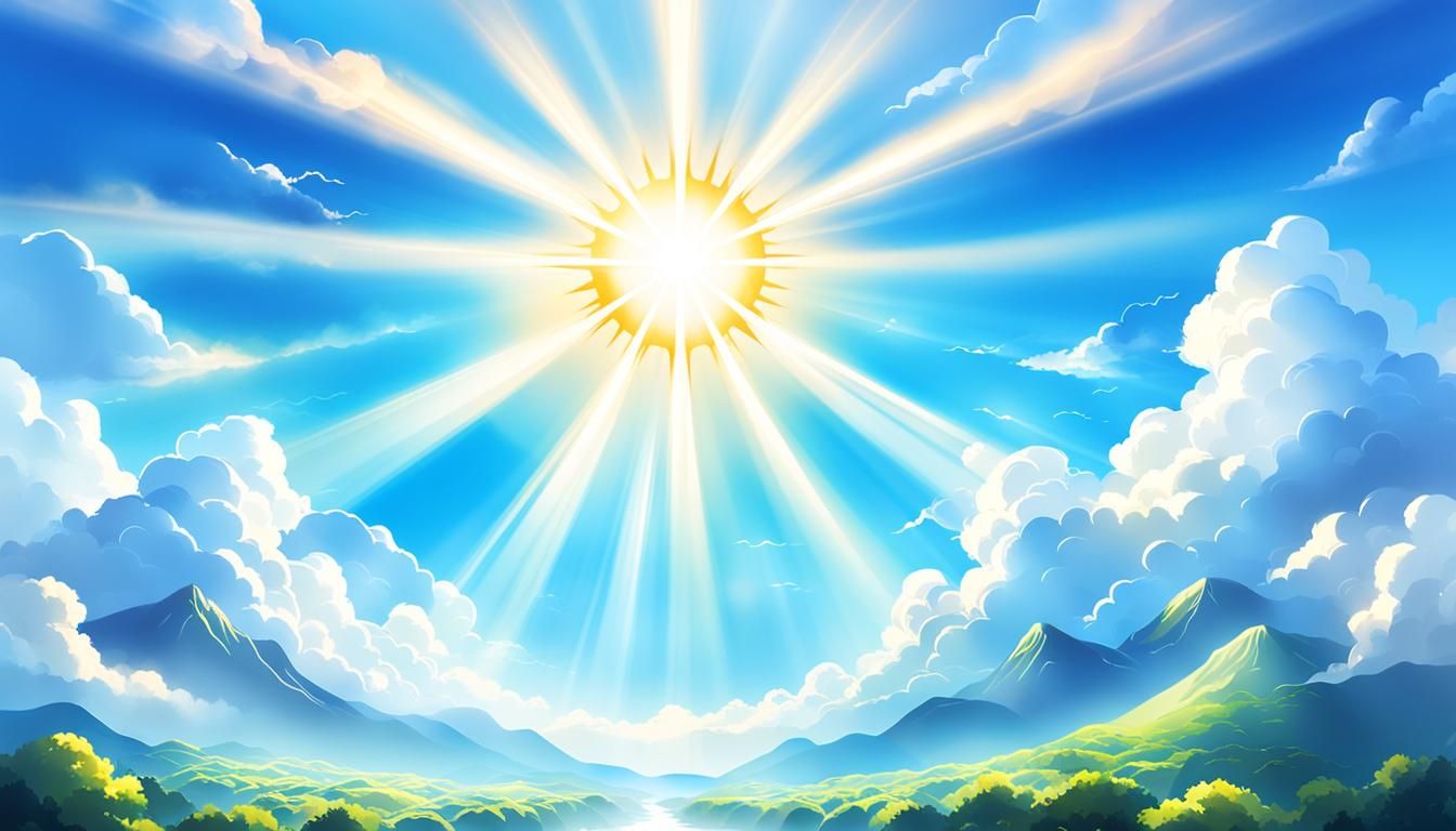 Princess in Divine Sunshine Among Clouds