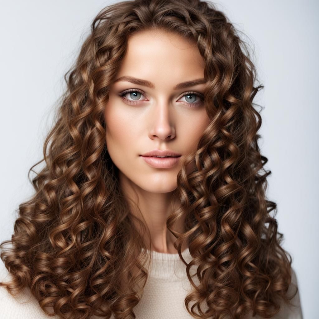 White woman with curly brown hair - AI Generated Artwork - NightCafe ...