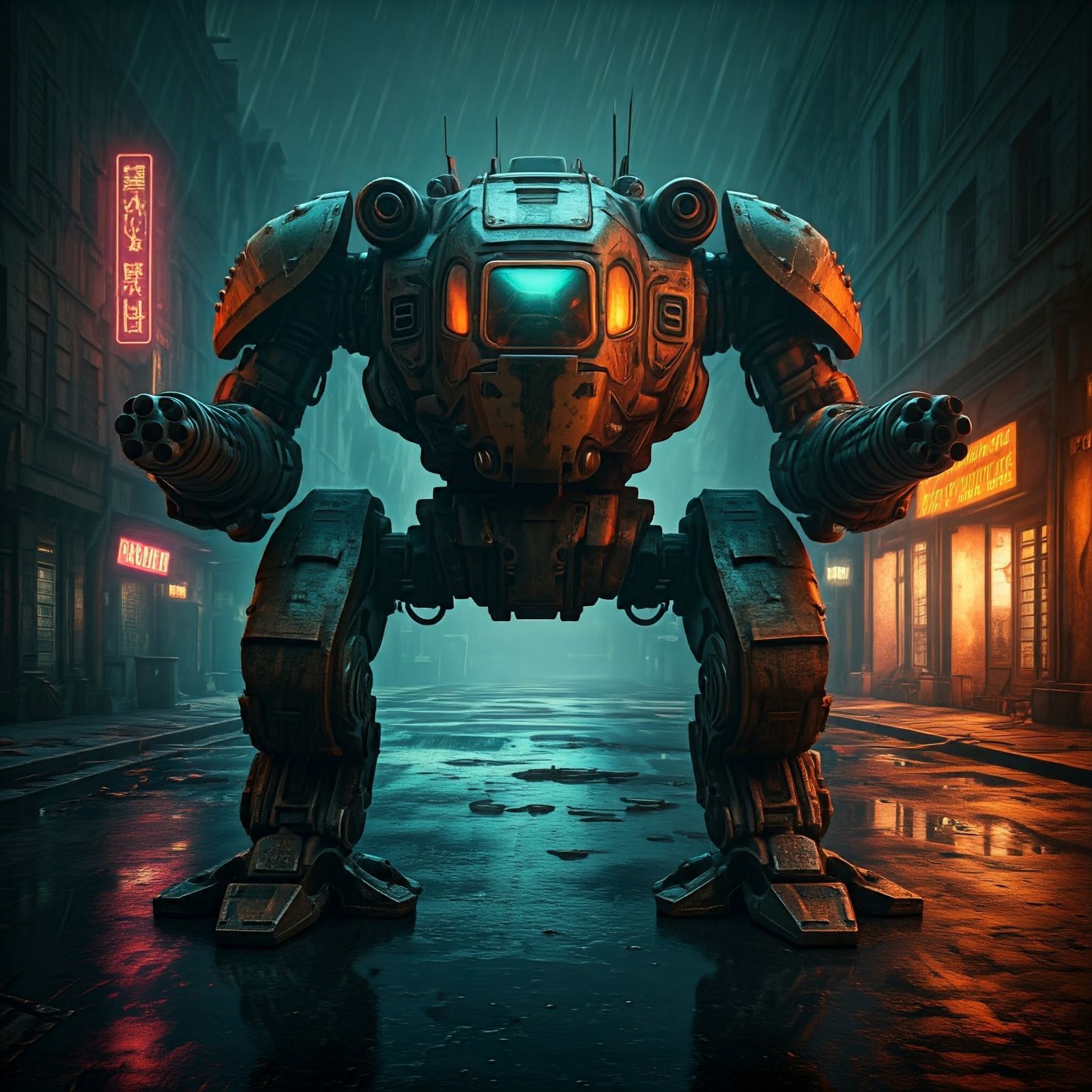 Mechwarrior on a rainy night